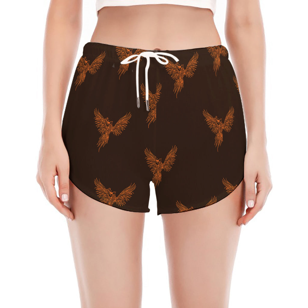 Asian Phoenix Pattern Print Women's Split Running Shorts