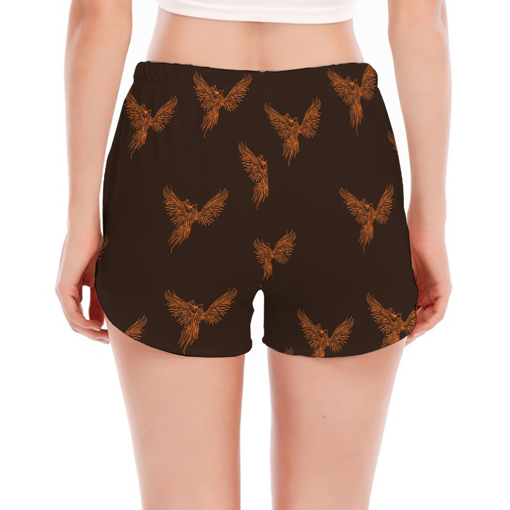 Asian Phoenix Pattern Print Women's Split Running Shorts