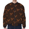 Asian Phoenix Pattern Print Zip Sleeve Bomber Jacket