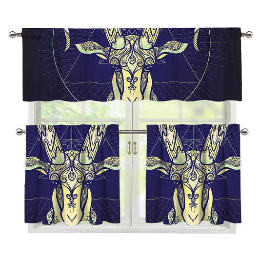 Astrological Capricorn Sign Print 3 Piece Kitchen Curtains