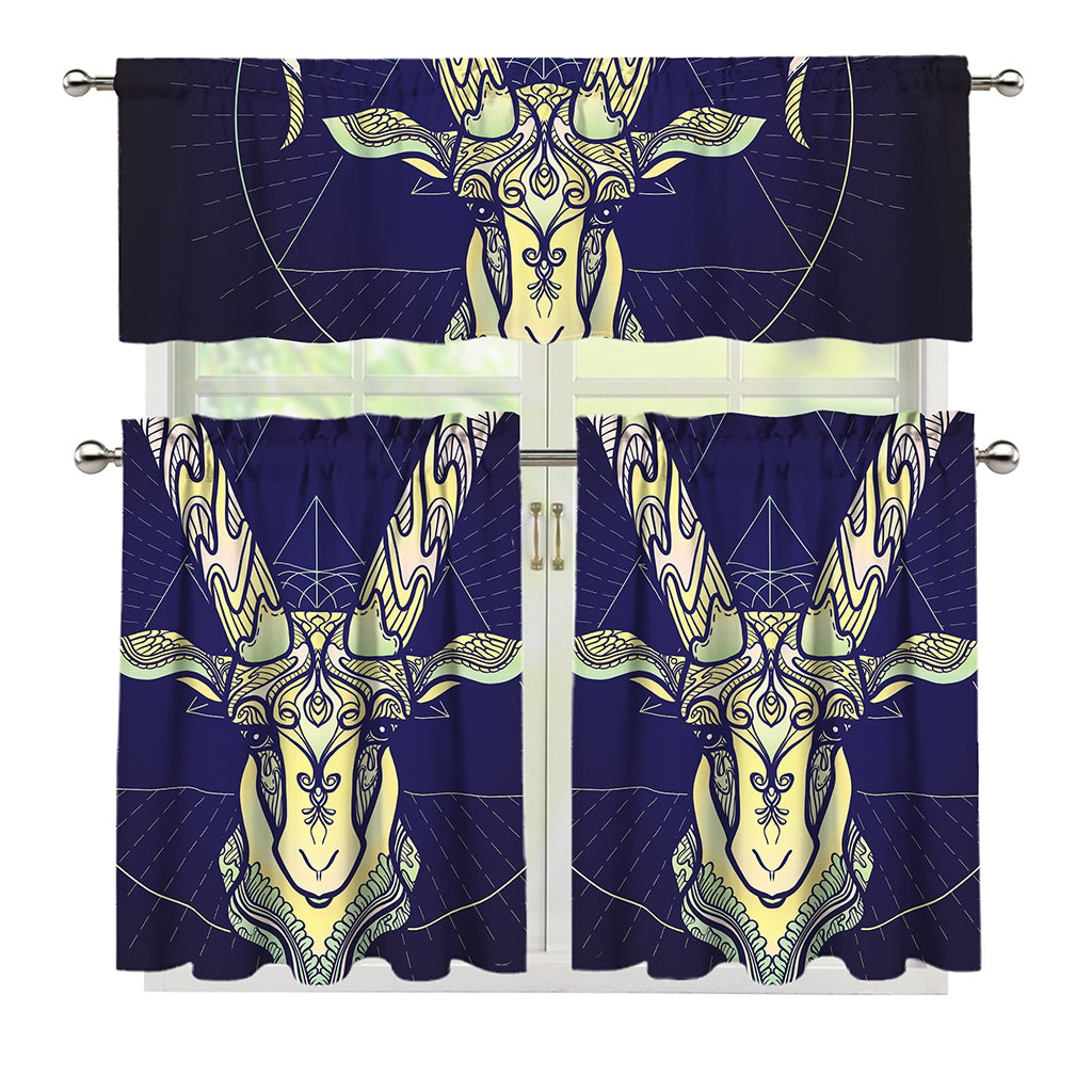 Astrological Capricorn Sign Print 3 Piece Kitchen Curtains