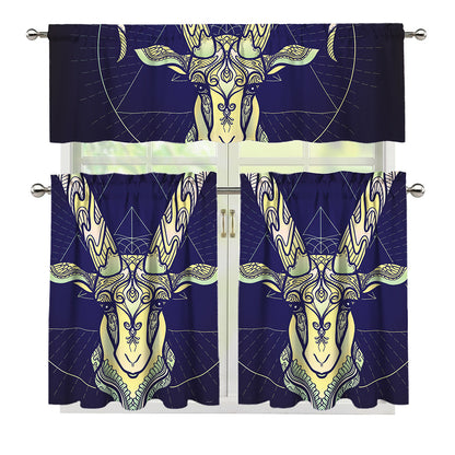 Astrological Capricorn Sign Print 3 Piece Kitchen Curtains