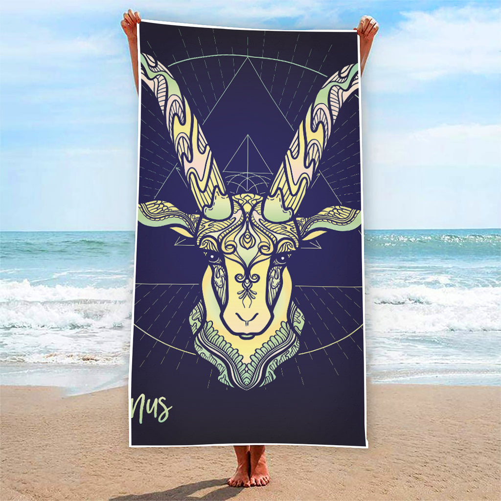 Astrological Capricorn Sign Print Beach Towel