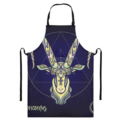 Astrological Capricorn Sign Print Bib Apron With Pocket