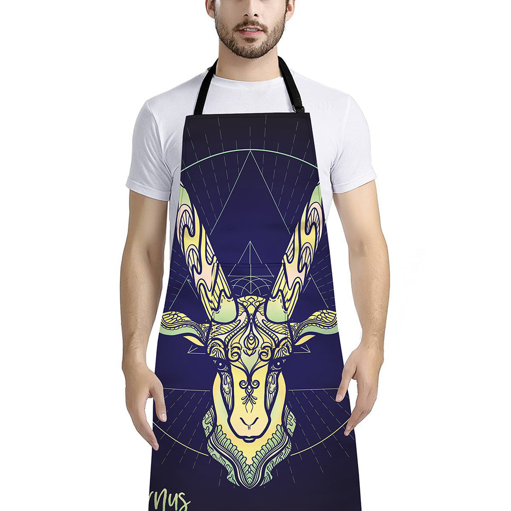 Astrological Capricorn Sign Print Bib Apron With Pocket