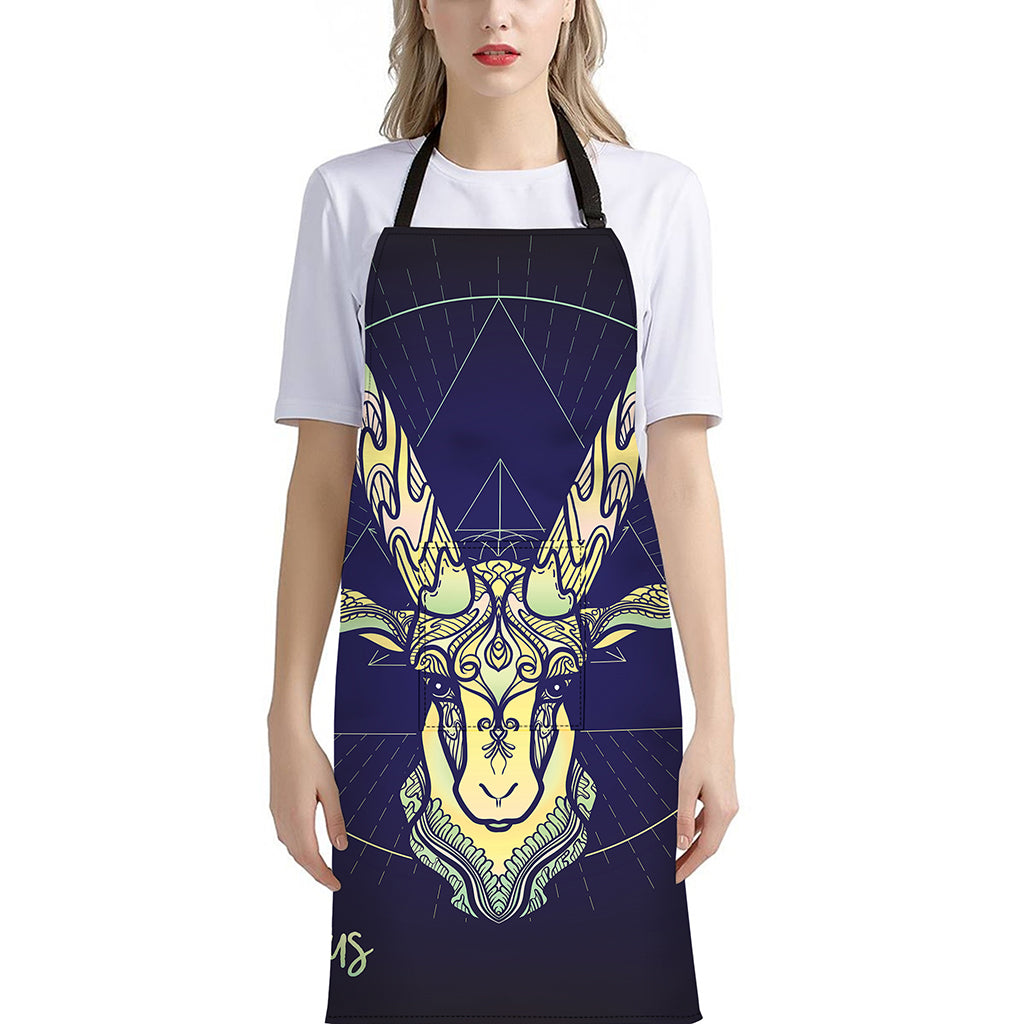 Astrological Capricorn Sign Print Bib Apron With Pocket
