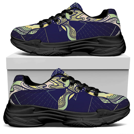Astrological Capricorn Sign Print Black Chunky Shoes