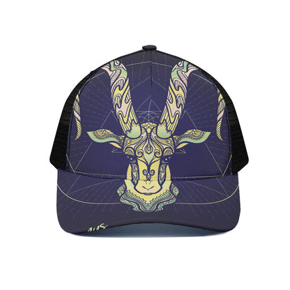 Astrological Capricorn Sign Print Black Mesh Trucker Cap