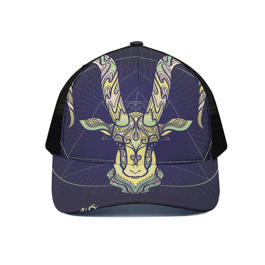Astrological Capricorn Sign Print Black Mesh Trucker Cap
