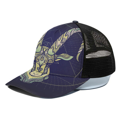 Astrological Capricorn Sign Print Black Mesh Trucker Cap