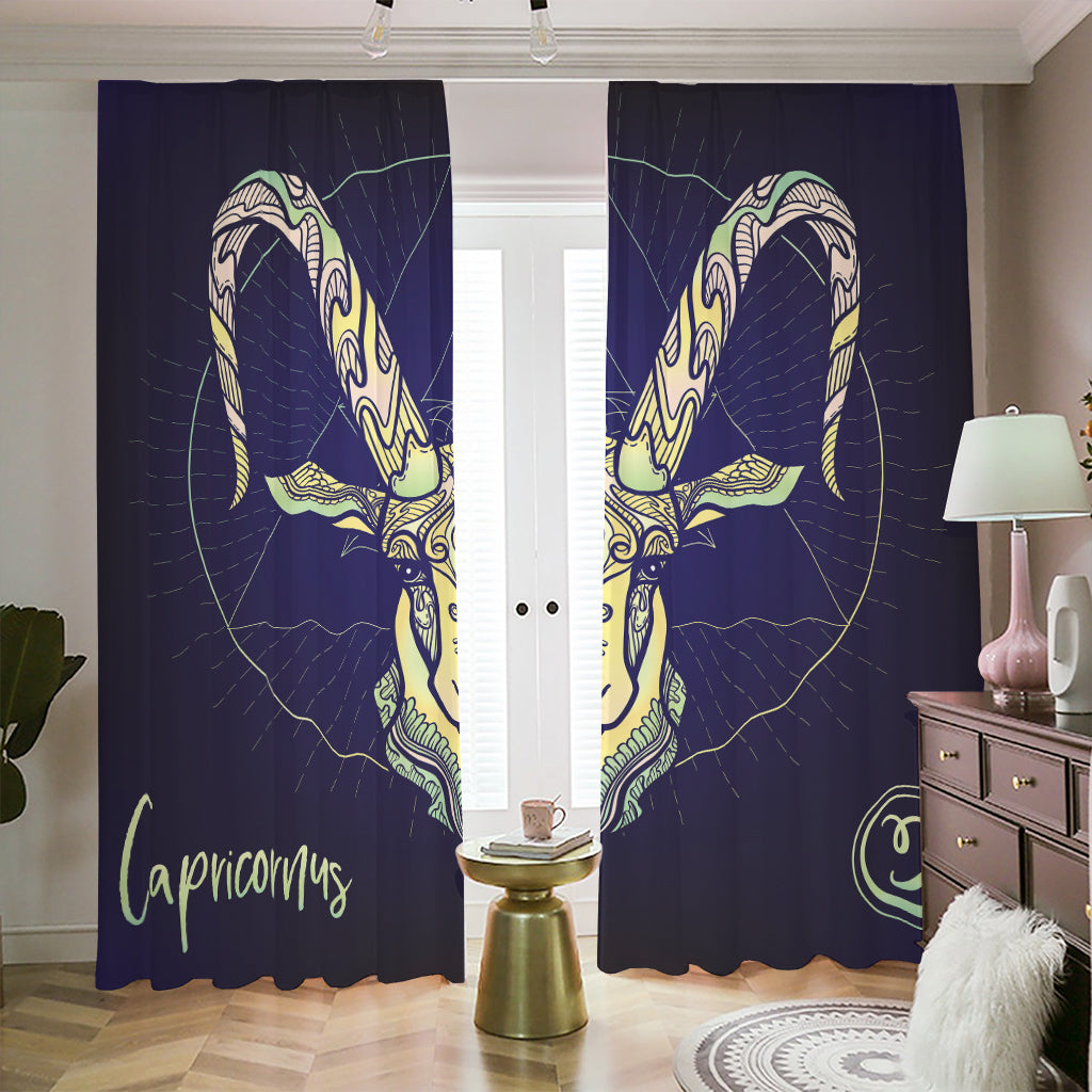 Astrological Capricorn Sign Print Blackout Pencil Pleat Curtains