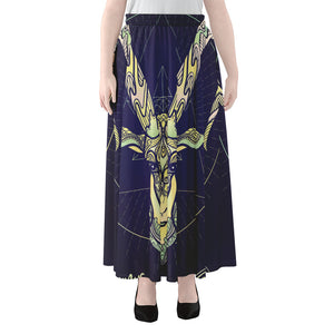 Astrological Capricorn Sign Print Chiffon Maxi Skirt