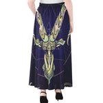 Astrological Capricorn Sign Print Chiffon Maxi Skirt