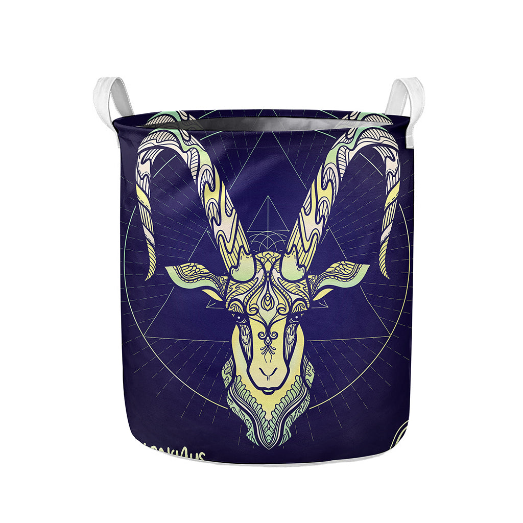 Astrological Capricorn Sign Print Collapsible Laundry Basket