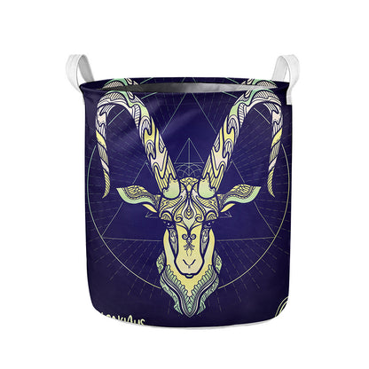Astrological Capricorn Sign Print Collapsible Laundry Basket