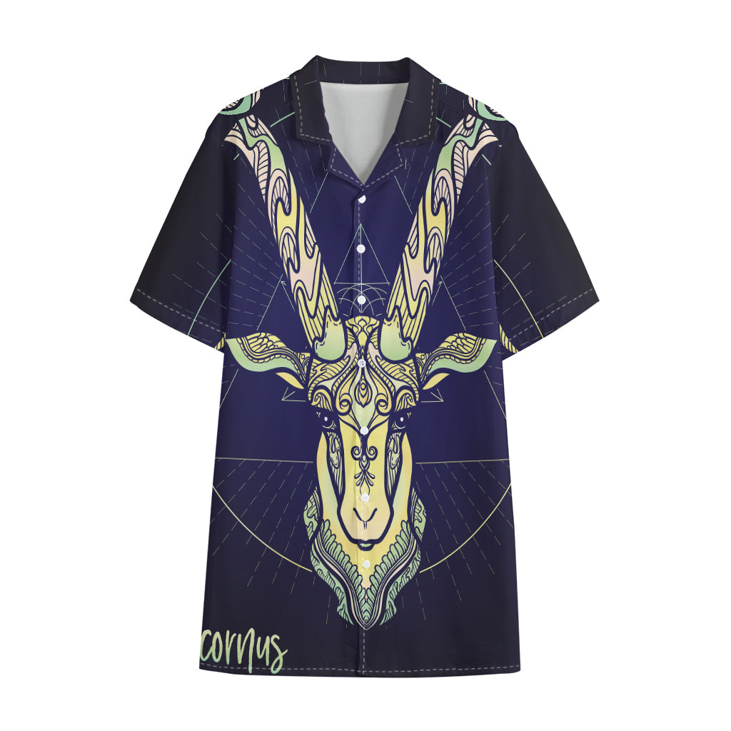 Astrological Capricorn Sign Print Cotton Hawaiian Shirt