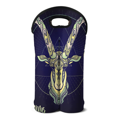 Astrological Capricorn Sign Print Double Neoprene Wine Tote
