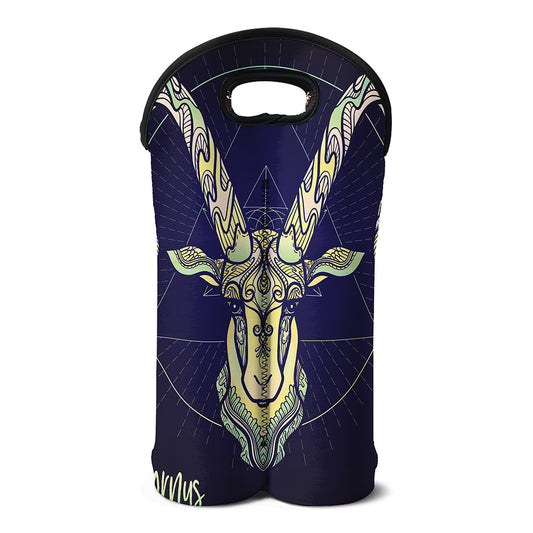 Astrological Capricorn Sign Print Double Neoprene Wine Tote