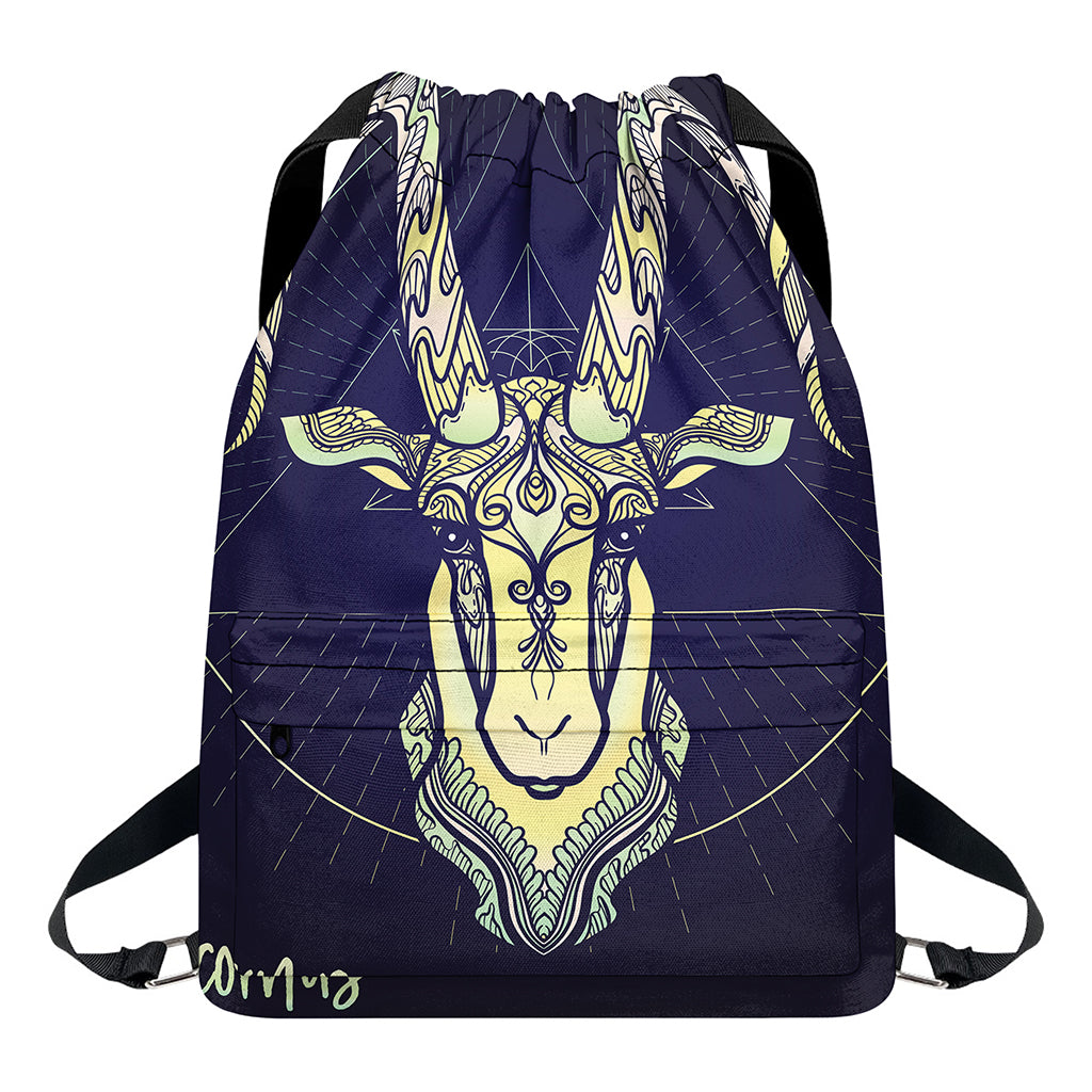 Astrological Capricorn Sign Print Drawstring Backpack