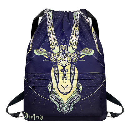 Astrological Capricorn Sign Print Drawstring Backpack