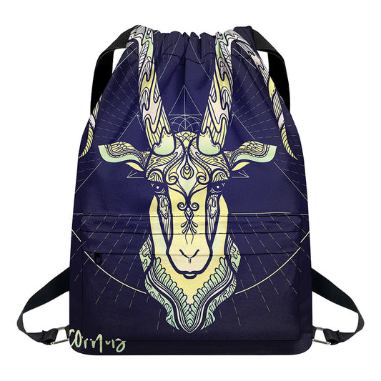 Astrological Capricorn Sign Print Drawstring Backpack