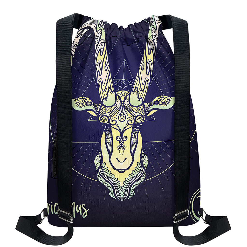 Astrological Capricorn Sign Print Drawstring Backpack