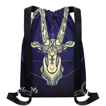 Astrological Capricorn Sign Print Drawstring Backpack