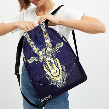 Astrological Capricorn Sign Print Drawstring Backpack