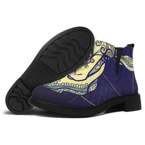 Astrological Capricorn Sign Print Flat Ankle Boots