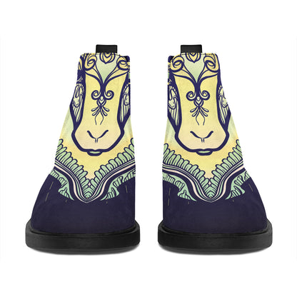 Astrological Capricorn Sign Print Flat Ankle Boots