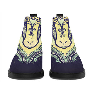 Astrological Capricorn Sign Print Flat Ankle Boots