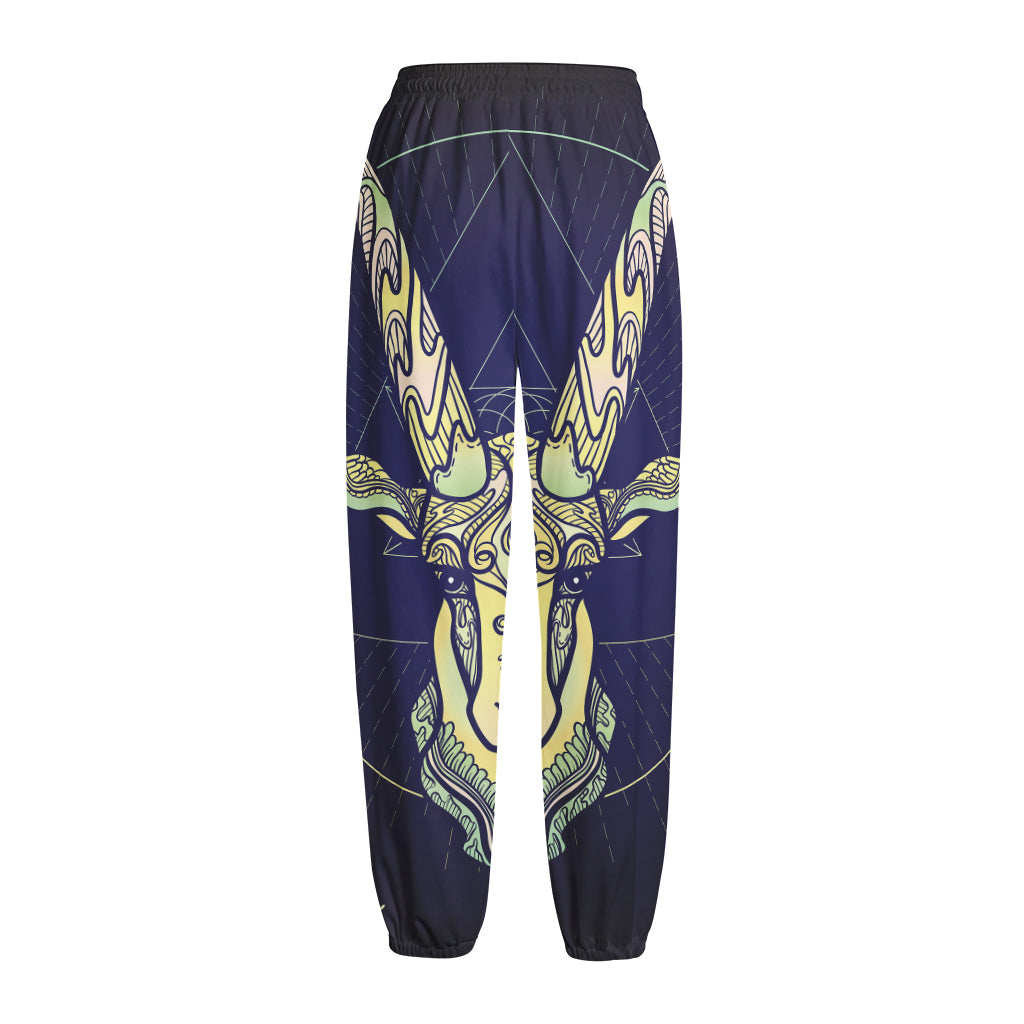 Astrological Capricorn Sign Print Fleece Lined Knit Pants