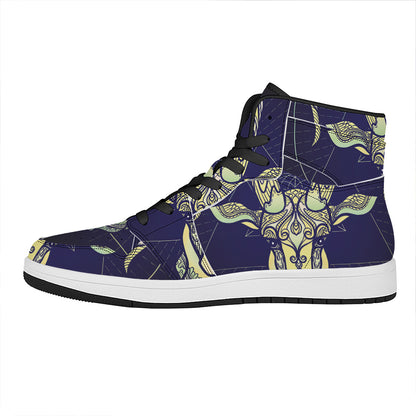 Astrological Capricorn Sign Print High Top Leather Sneakers