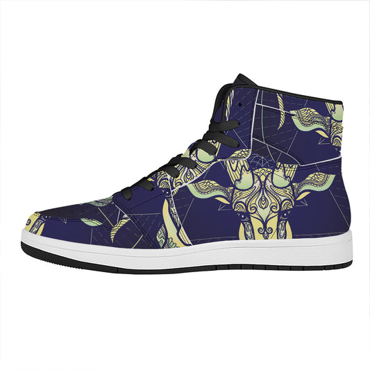 Astrological Capricorn Sign Print High Top Leather Sneakers