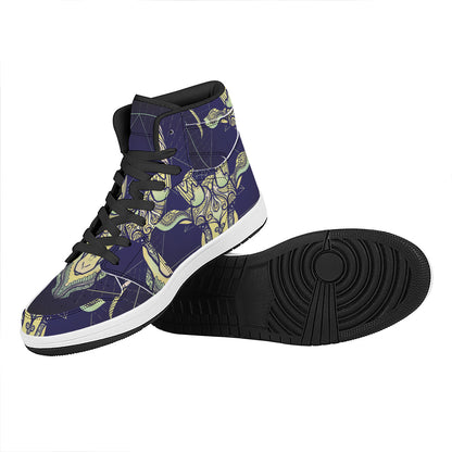 Astrological Capricorn Sign Print High Top Leather Sneakers