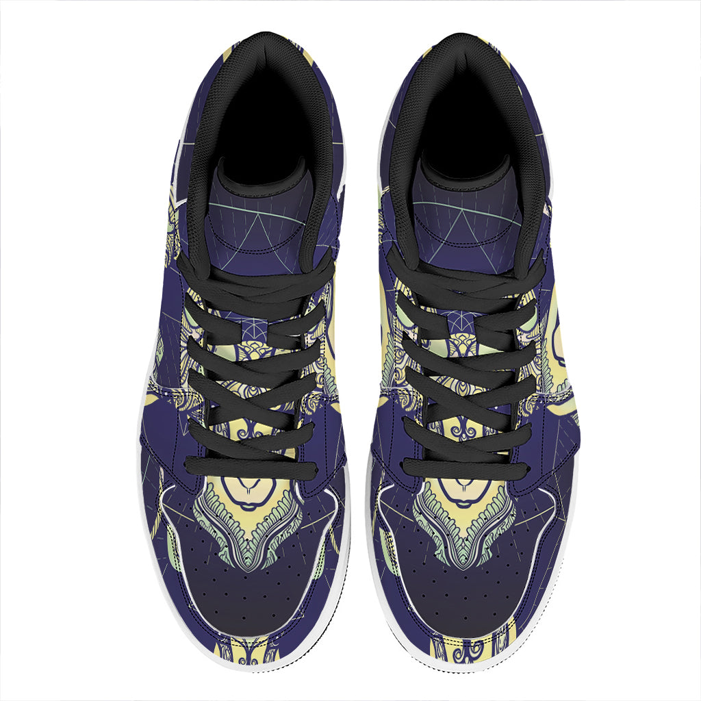 Astrological Capricorn Sign Print High Top Leather Sneakers
