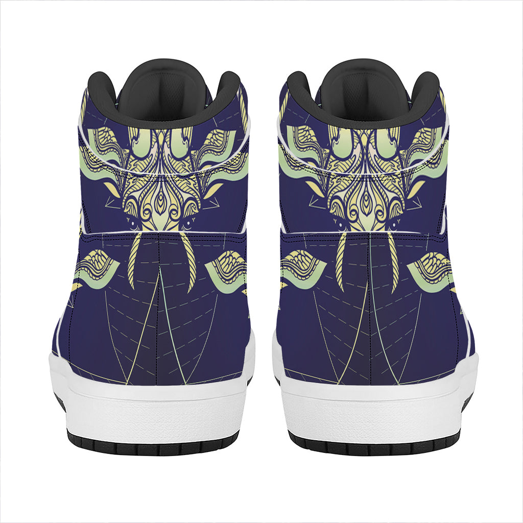 Astrological Capricorn Sign Print High Top Leather Sneakers