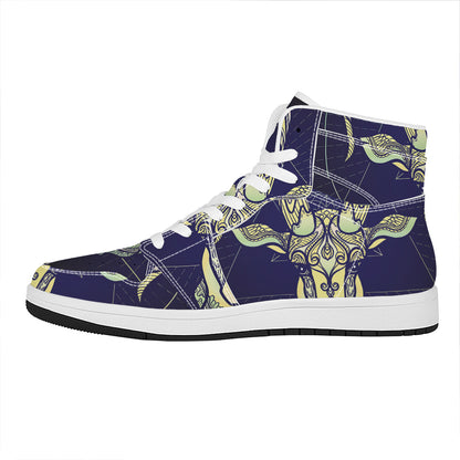Astrological Capricorn Sign Print High Top Leather Sneakers