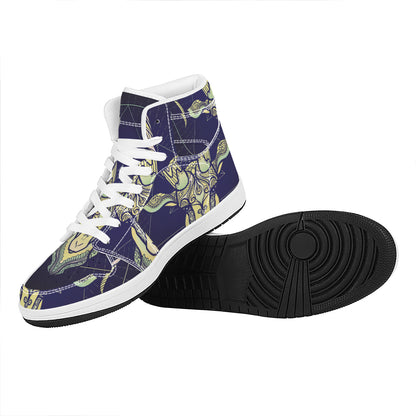 Astrological Capricorn Sign Print High Top Leather Sneakers