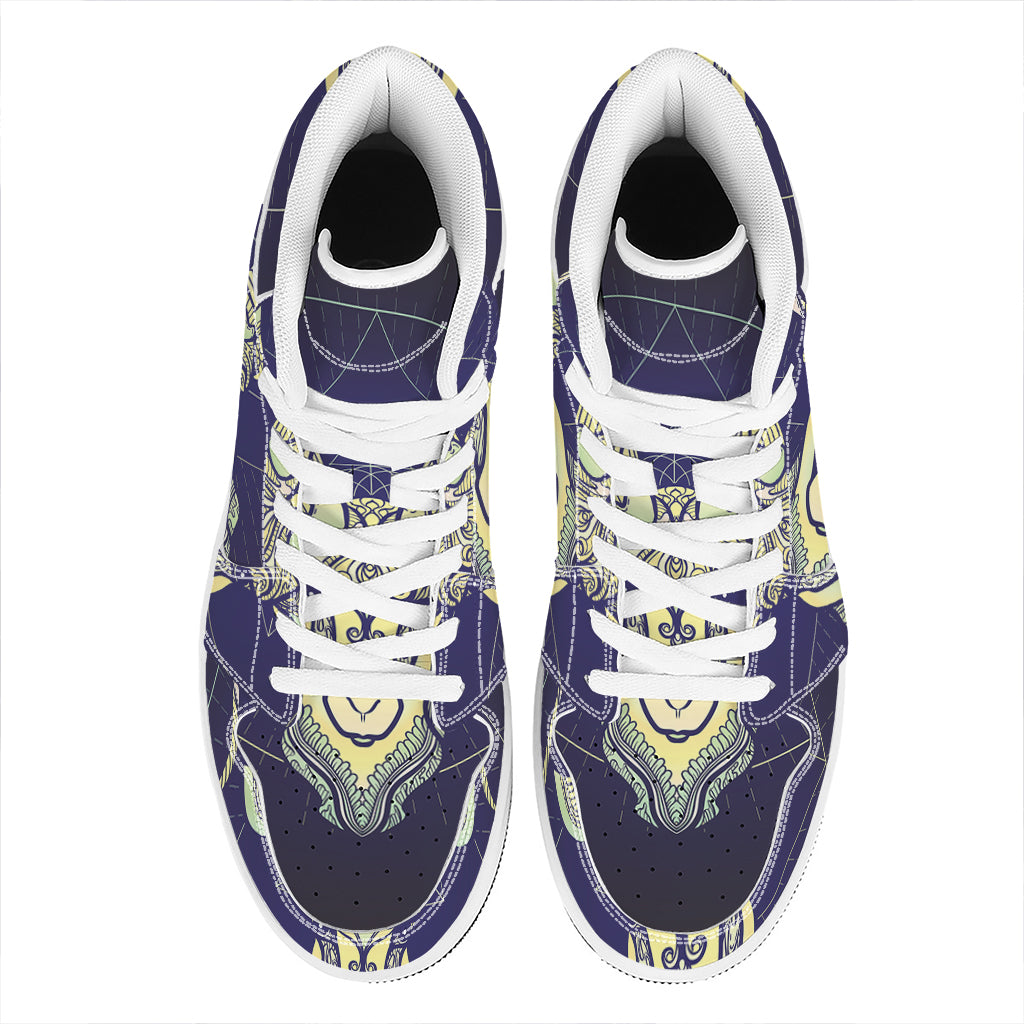 Astrological Capricorn Sign Print High Top Leather Sneakers