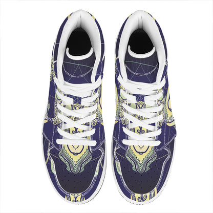 Astrological Capricorn Sign Print High Top Leather Sneakers