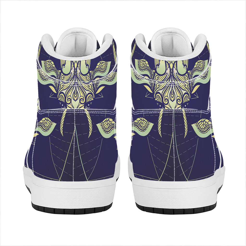 Astrological Capricorn Sign Print High Top Leather Sneakers