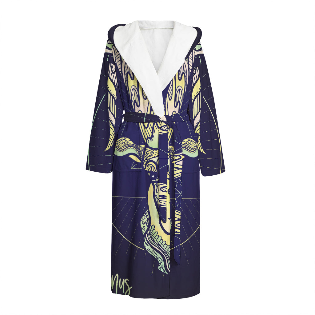 Astrological Capricorn Sign Print Hooded Bathrobe