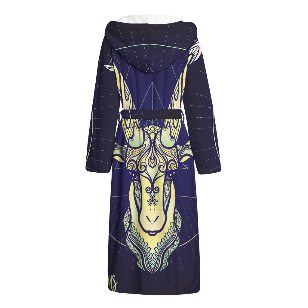 Astrological Capricorn Sign Print Hooded Bathrobe