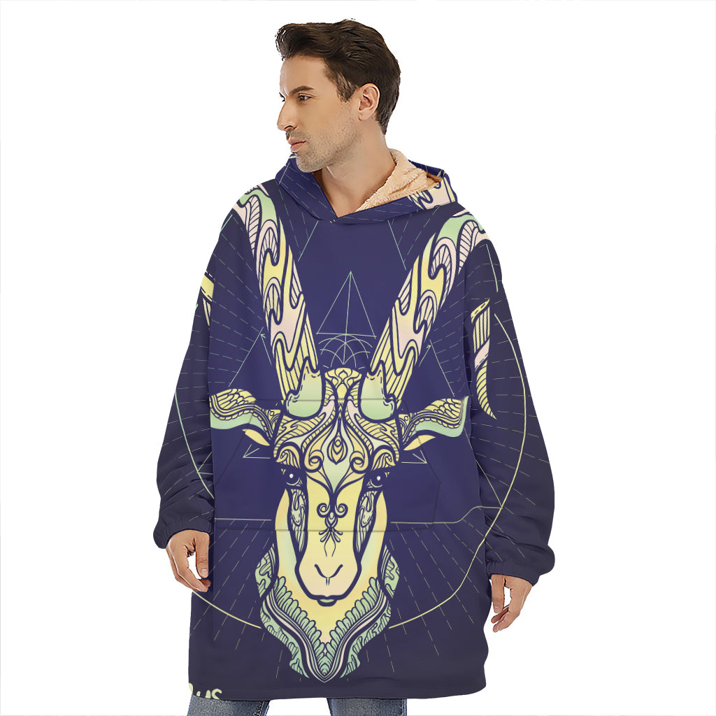 Astrological Capricorn Sign Print Hoodie Blanket
