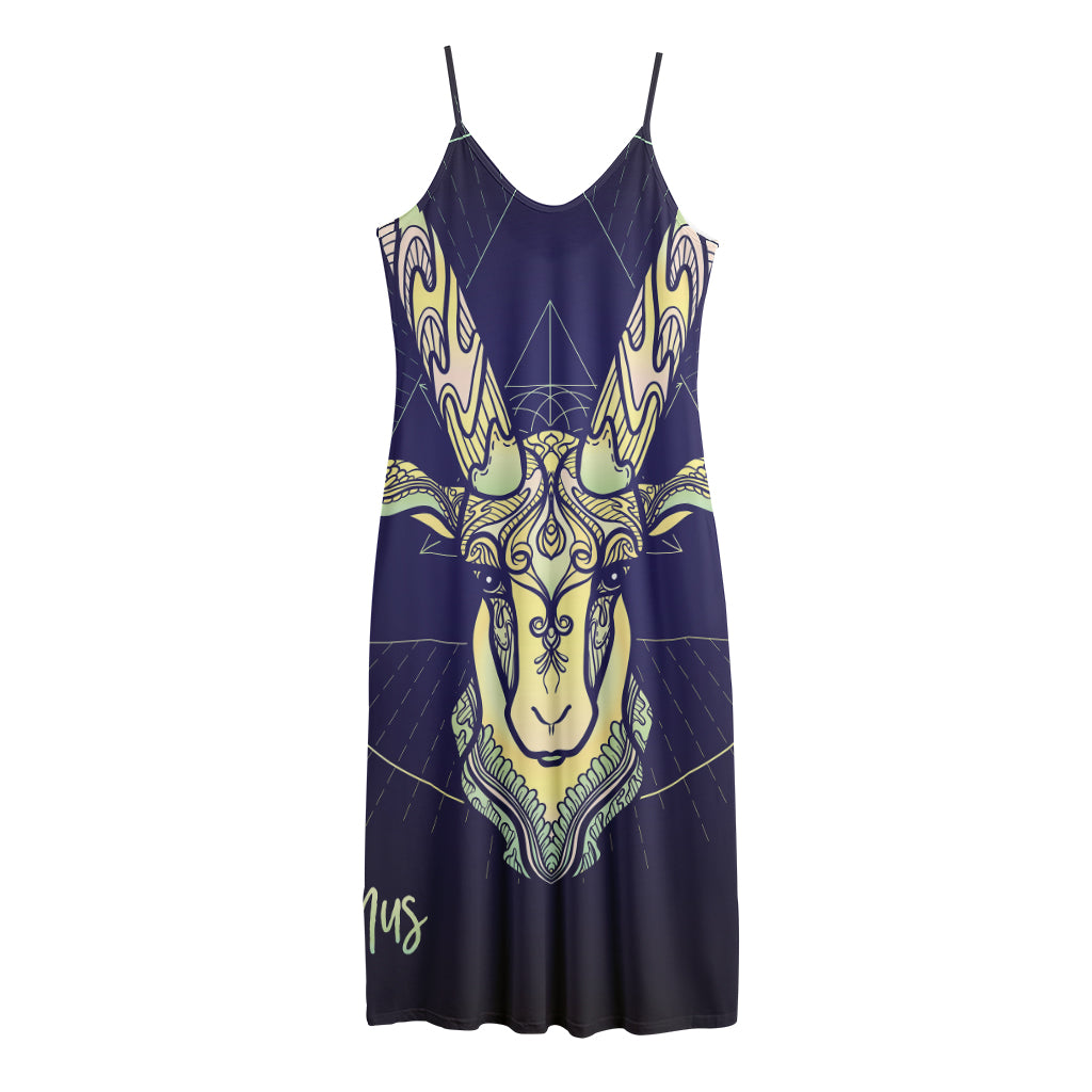 Astrological Capricorn Sign Print Jersey Midi Cami Dress