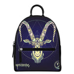Astrological Capricorn Sign Print Leather Backpack