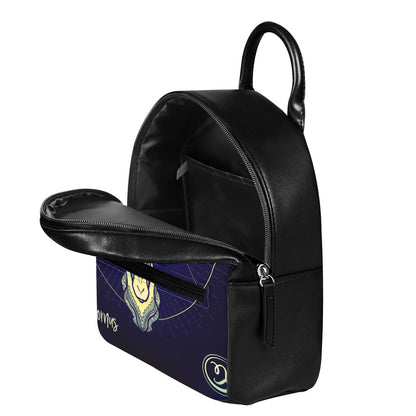 Astrological Capricorn Sign Print Leather Backpack