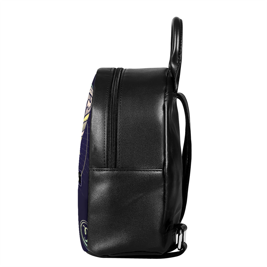 Astrological Capricorn Sign Print Leather Backpack