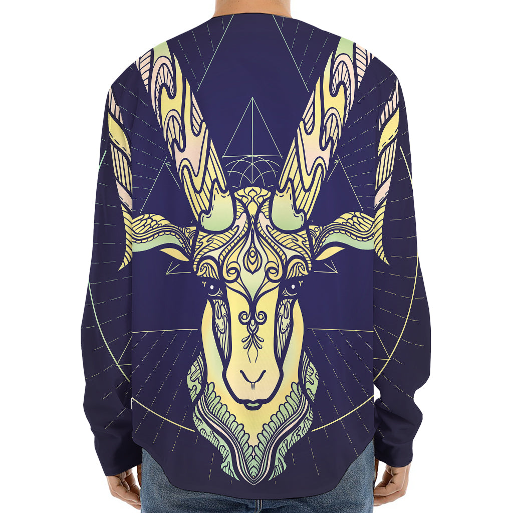 Astrological Capricorn Sign Print Long Sleeve Baseball Jersey